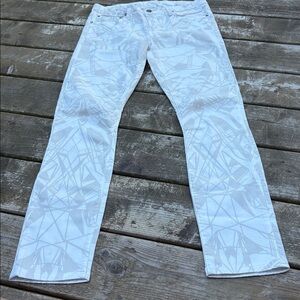 Helmut Lang White/ taupe patterned  Denim size 29